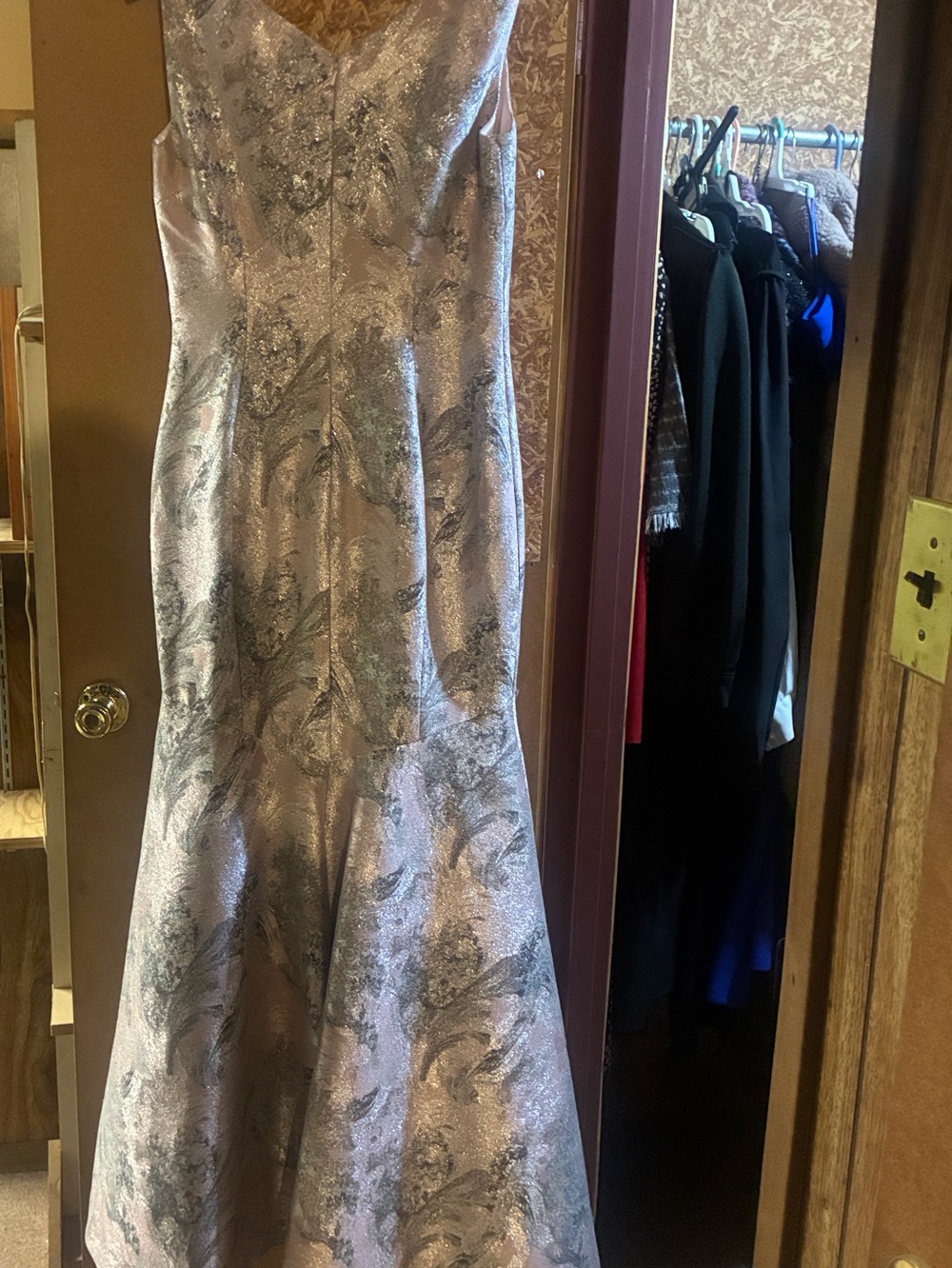 Theia Blush Pink Metallic Maxi Gown - Picture 5 of 8